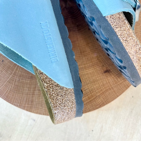 Birkenstock Arizona Nubuck Leather Sandals – Stone Blue, Soft Footbed Size 42N - Picture 15 of 16